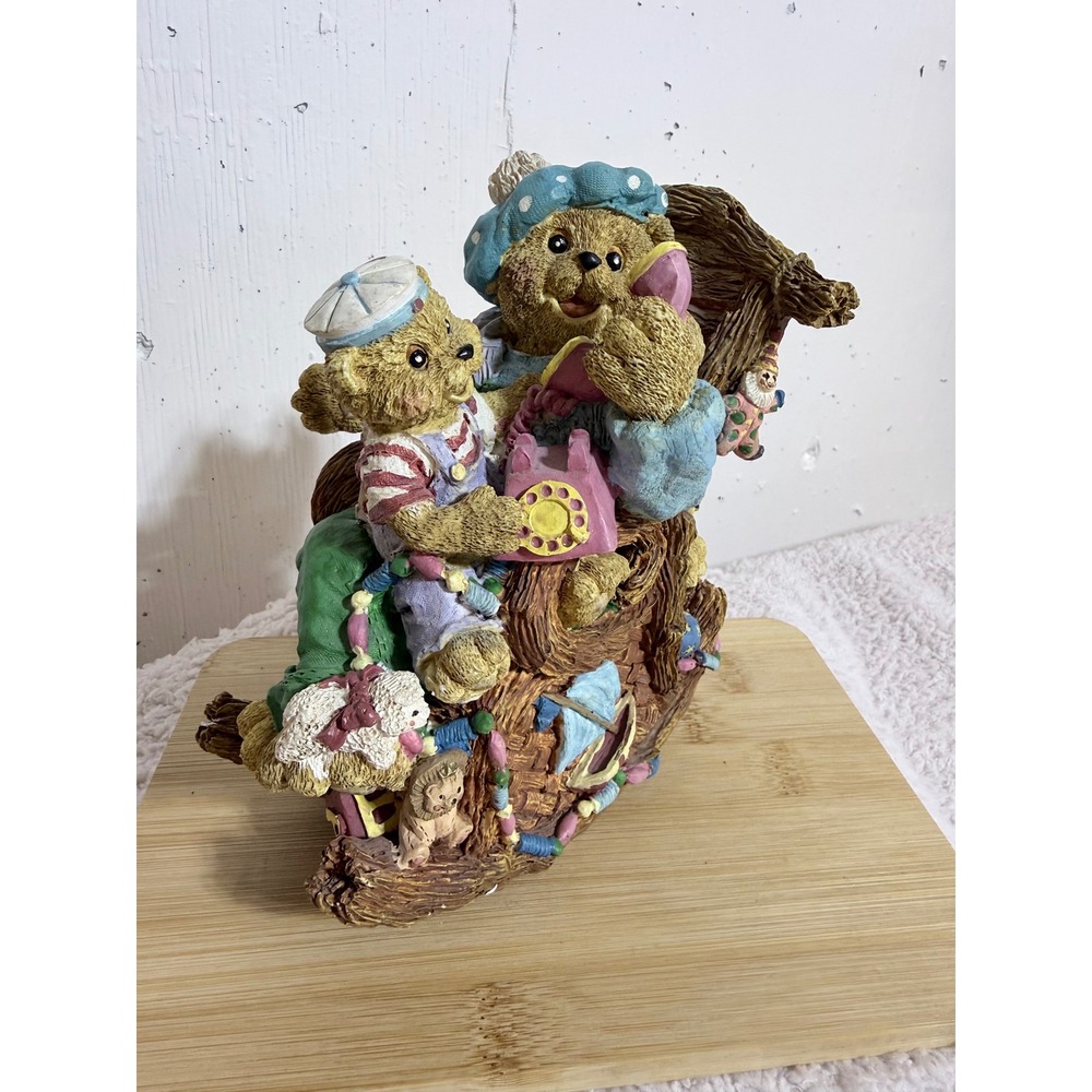 Vintage Teddy Bear Musical Figurine Let Me Be Your Teddy Bear Resin Music Box